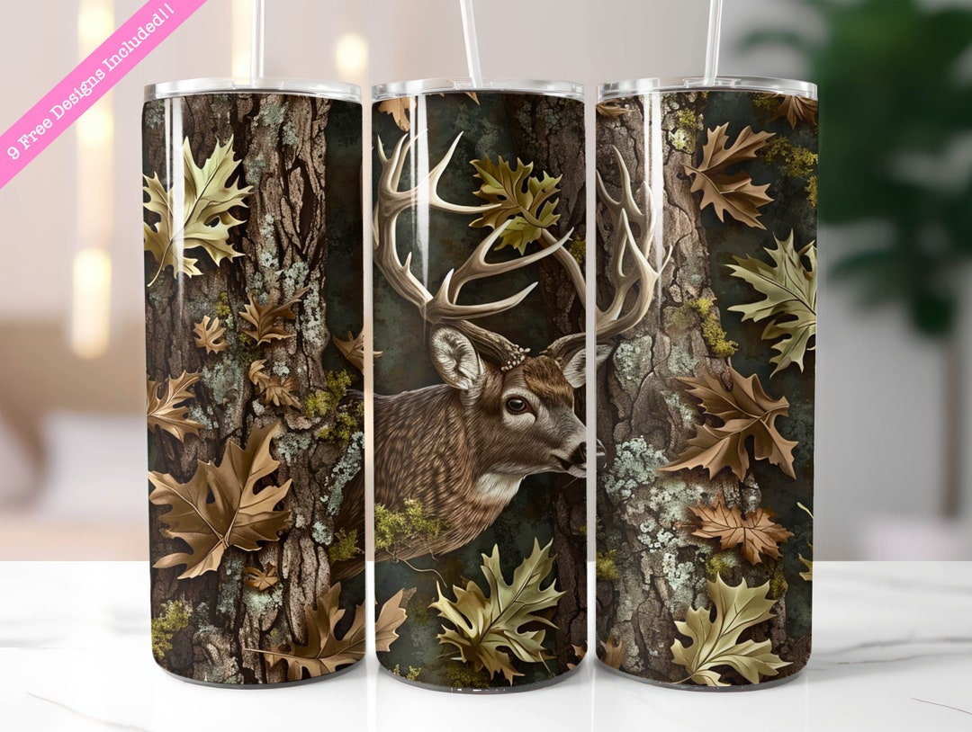 Camo Deer 20 Oz Tumbler Wrap: Hunting Sublimation Design (digital ...