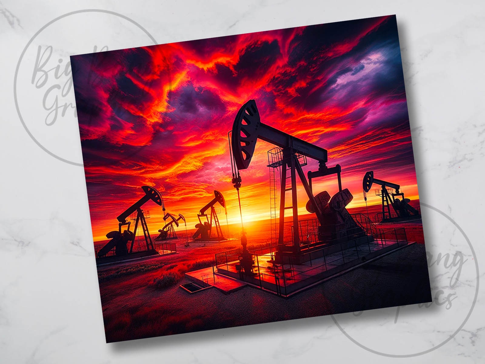 Oil Rig Wrapping Paper Oil Rig Sunset 20 Oz Tumbler Wrap Sublimation Design (digital Download ...