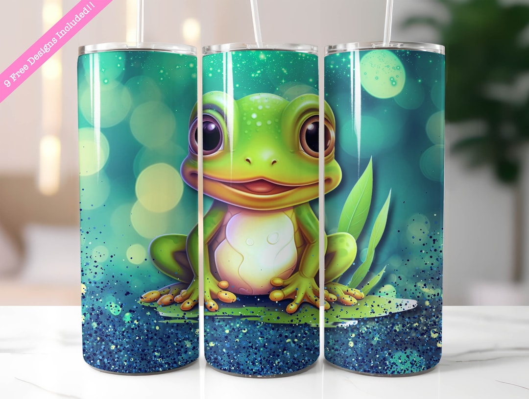 Cute Frog Tumbler Wrap, 20 Oz Skinny Tumbler Sublimation Design, Green ...