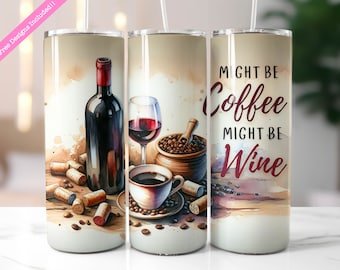 Diseño de sublimación para envolver un vaso de vino y café de 20 oz (descarga digital PNG)