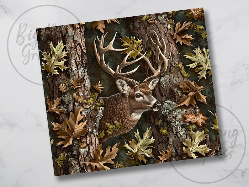 Camo Deer 20 Oz Tumbler Wrap: Hunting Sublimation Design (digital ...