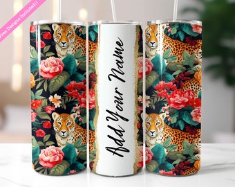 Envoltura para vaso con estampado de leopardo: Diseño personalizado de vaso delgado de 20 oz (descarga digital PNG)