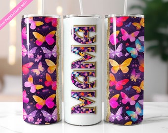 Butterfly Mama 20 oz Tumbler Sublimation Design (Digital Download PNG)