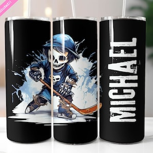 Hockey 20 oz Skinny Tumbler Wrap Sublimation Design, Add Your Own Name, Kids Hockey Tumbler, Sport, Digital Download PNG