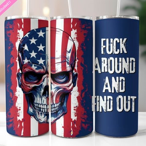 Patriotic Skull Tumbler Wrap: 20oz Skinny Tumbler Sublimation Design (Digital Download PNG)