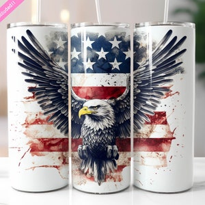 American Eagle Tumbler Wrap: Patriotic USA Flag Sublimation Design (Digital Download PNG)