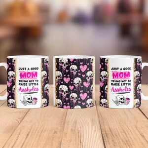 Funny Mom Mug Wrap: Retro Skull Design (Digital Download) image 4