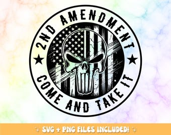 2nd Amendment Skull American Flag SVG PNG: Patriotic Cut File (Digital Download)