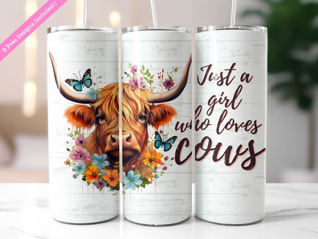 Highland Cow Tumbler Wrap: Floral 20 Oz Skinny Tumbler Design (digital ...