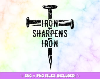 Hierro con hierro se afila SVG PNG: Versículo bíblico cristiano (descarga digital)