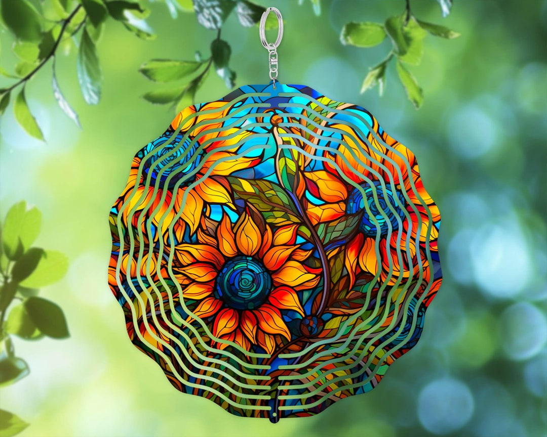 Sunflowers Stained Glass Wind Spinner PNG Sublimation Design Template ...