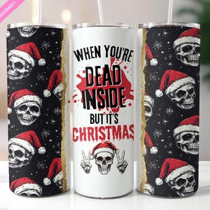 Lustige Weihnachtsbecherverpackung, 20 Unzen Skinny Tumbler Sublimationsdesign, Innen tot, aber es ist Weihnachten, digitaler Download PNG