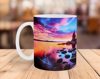 Lake Life Mug Wrap: Sunset Sublimation Design (Digital Download)