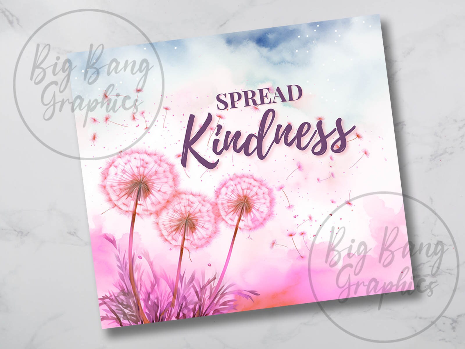 Spread Kindness Dandelion Inspirational 20 Oz Skinny Tumbler Wrap