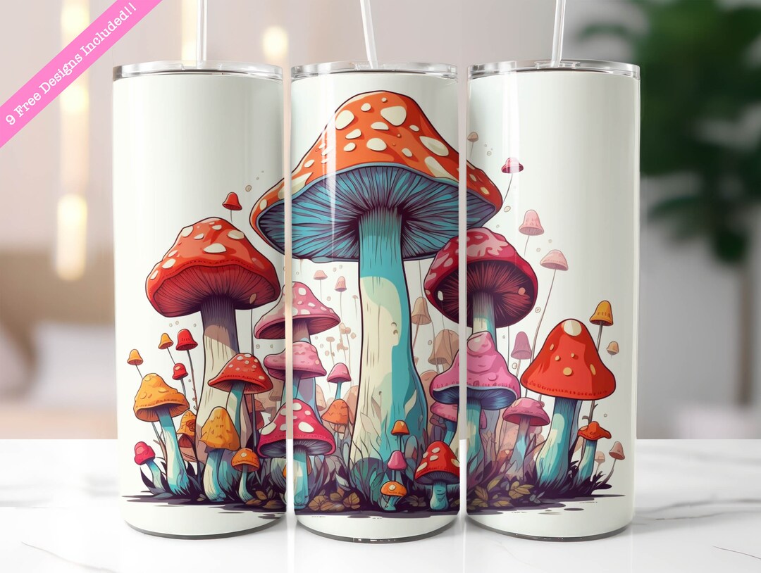 Mushrooms 20 Oz Skinny Tumbler Wrap Sublimation Design, Wildflower ...
