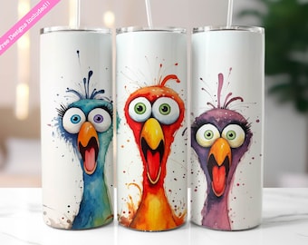 Funny Chickens 20 oz Tumbler Wrap: Sublimation Design (Digital Download PNG)
