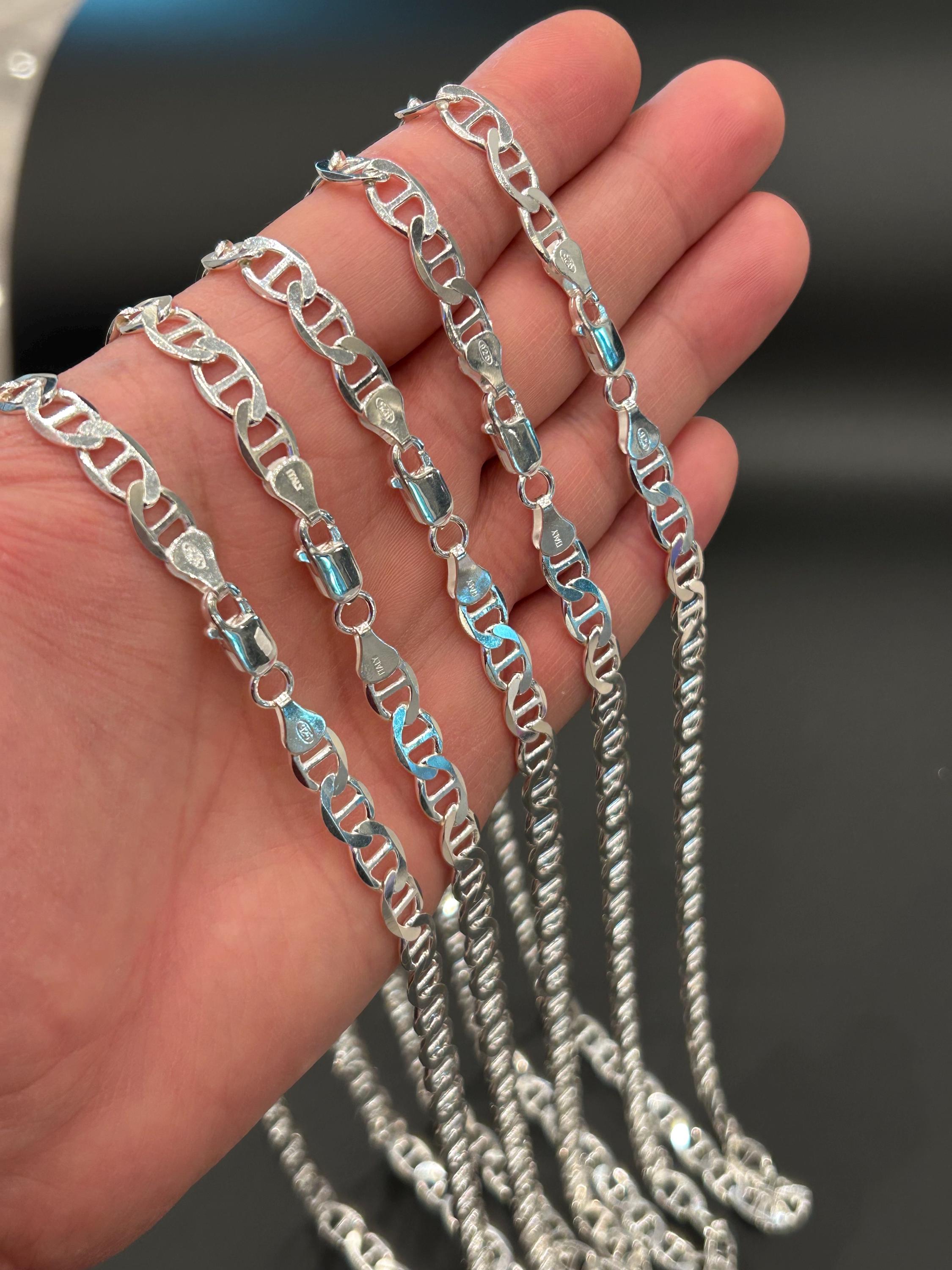 925 Sterling Silver Mariner Link Chain Necklace for Men – Italian