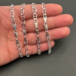 Mens Sterling Silver Bracelet - 925 Sterling Silver Bracelet Flat Mariner Chains - Chain Bracelet for Men