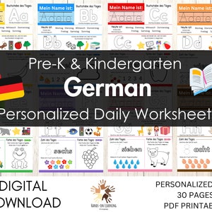 Preschool & Kindergarten Morning Starters Worksheets in German | Montessori Material | Digital Download | Toddler Busy Worksheets