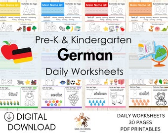 Hojas de actividades para iniciar la mañana en preescolar y jardín de infancia en alemán / Material Montessori / Descarga digital / Hojas de actividades para niños pequeños