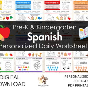 Preschool & Kindergarten Morning Starters Worksheets in Spanish | Montessori Material | Digital Download | Toddler Busy Worksheets