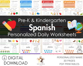 Preschool & Kindergarten Morning Starters Worksheets in Spanish | Montessori Material | Digital Download | Toddler Busy Worksheets