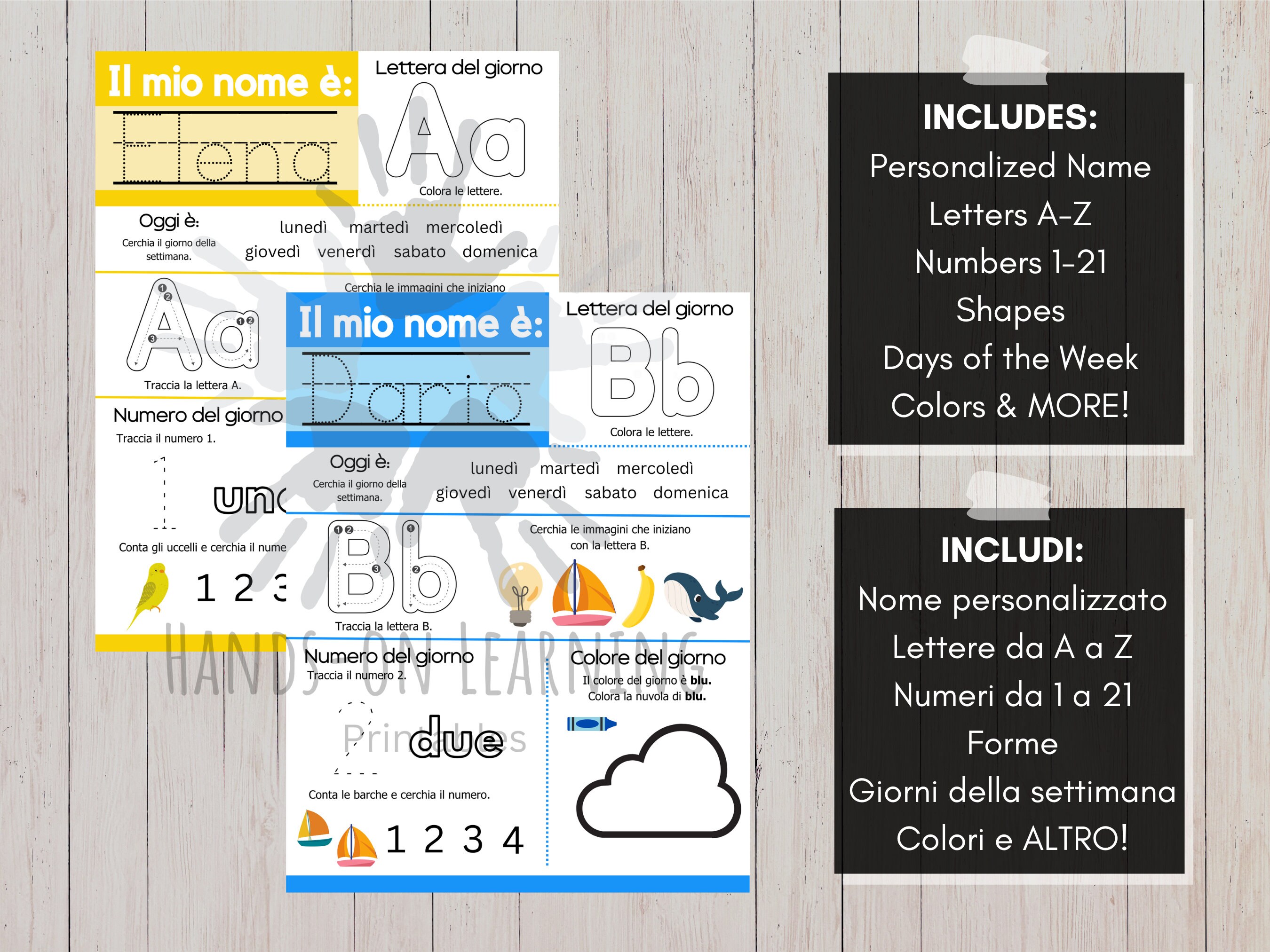 Preschool \u0026 Kindergarten Morning Starters Worksheets in Italian |  Montessori Material | Digital Download | Toddler Busy Worksheets - Etsy, image size:2700x2025