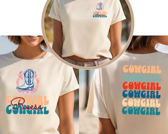 Personalized Boho Cowgirl/Cowboy Boots Western Unisex Short Sleeve Tee Wild West Custom t-shirt gift horse lover Retro Shirt, Ranch girl tee