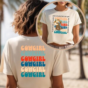 Cowgirl Boots Western Country girl Rodeo Fashion Short Sleeve Tee for her, Custom t-shirt gift, horse lover Retro Wild West Rancher Shirt