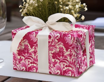 William Morris Inspired Pink Floral Wrapping Paper, Mother's Day Gift Wrap, Christmas Gift Wrap, Elegant Wrapping Paper, Birthday Gift Wrap
