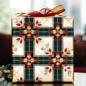 Umweltfreundliches kariertes Weihnachtsgeschenkpapier, Weihnachtsgeschenkverpackung, Feiertagspapier