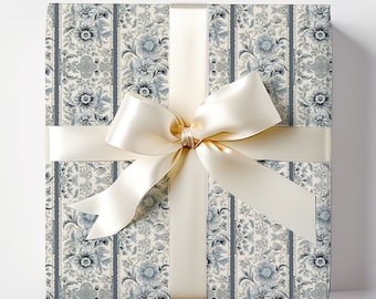 Papel de regalo con flores azules, papel de regalo navideño, papel de regalo elegante, papel de regalo floral
