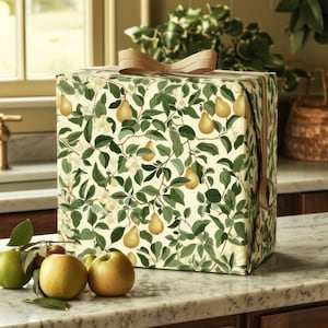 Carta da regalo botanica Pear Tree, carta da regalo verde e gialla, carta da regalo da cucina, carta da regalo elegante, carta da regalo di compleanno, Natale