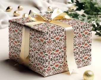 Vintage French Textile Inspired Wrapping Paper, Mother's Day Gift Wrap, Christmas Wrapping Paper, Xmas Wrapping Paper, Birthday Gift Wrap