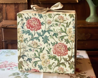 William Morris Inspired Peony Gift Wrap, Floral Wrapping Paper, Mother's Day Elegant Wrapping Paper, Birthday Gift Wrap, Christmas