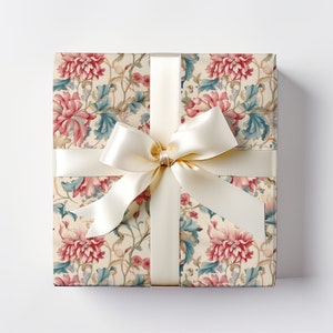 French Country Renaissance Florals Wrapping Paper, Christmas Gift Wrap, Elegant Wrapping Paper, Vintage Florals Gift Wrap