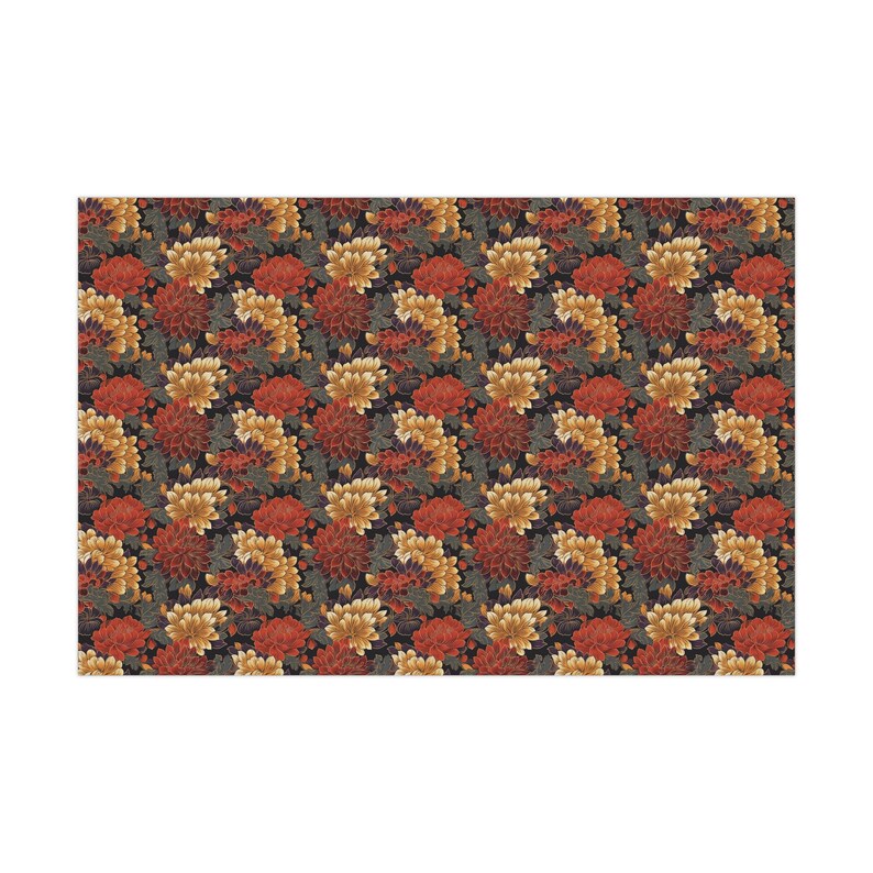 Japanese Inspired Floral Wrapping Paper, Christmas Gift Wrap, Holiday Wrapping Paper, Birthday Wrapping Paper image 3