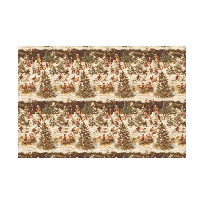 Vintage Victorian Christmas Children Gift Wrap SEPIA TONE, Christmas Gift Wrap, Holiday Wrapping Paper, Nostalgic German Christmas image 4
