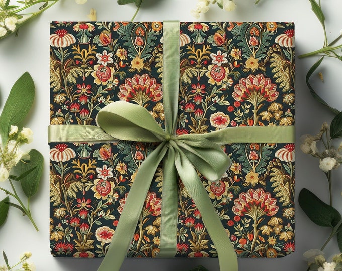 Vintage French Textile Inspired Wrapping Paper #3, Christmas Gift Wrap ...