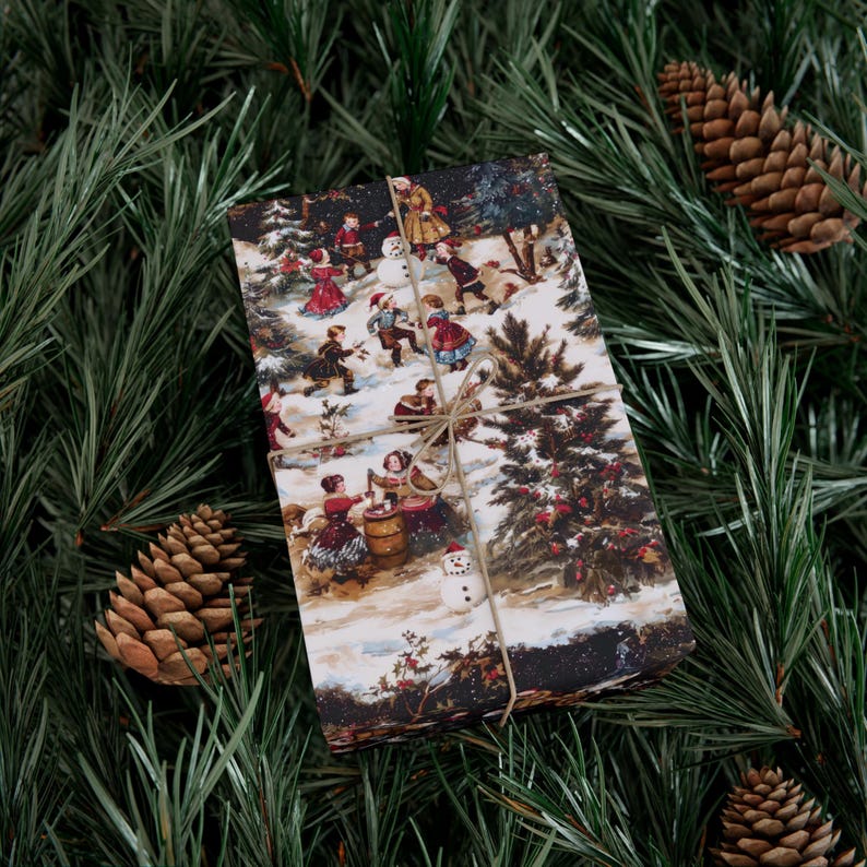 Vintage Victorian Christmas Children Gift Wrap, Christmas Gift Wrap, Holiday Wrapping Paper, Nostalgic Christmas, German Inspired image 5