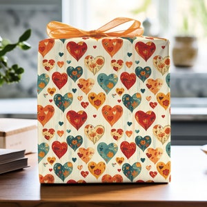Doodle Valentine Hearts Wrapping Paper, Valentine Gift Wrap, Holiday Wrapping Paper, Hearts Gift Wrap