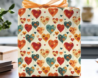 Doodle Valentine Hearts Wrapping Paper, Valentine Gift Wrap, Holiday Wrapping Paper, Hearts Gift Wrap