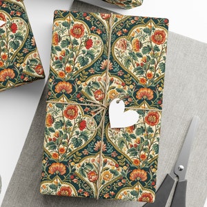 Vintage French Textile Inspired Wrapping Paper #4 Large Pattern, Valentine Gift Wrap, Holiday Wrapping Paper, Xmas Wrapping Paper, Birthday