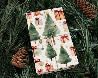 Umweltfreundliches, wunderliches Aquarell Weihnachtsgeschenkpapier # 3, Weihnachtsgeschenkverpackung, elegantes Geschenkpapier