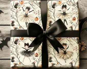 Halloween Ballet Gift Wrap, Dancer Gift Wrap, Holiday Wrapping Paper, Birthday Gift Wrap, Hostess Gift, Ballet