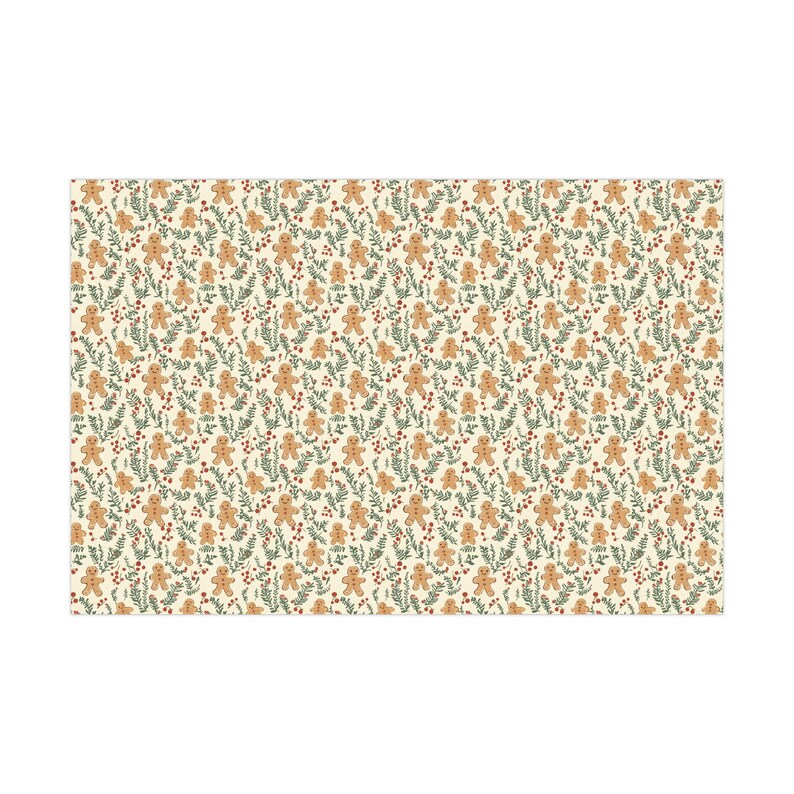 Nostalgic Vintage Gingerbread Man Gift Wrap, Christmas Gift Wrap, Holiday Wrapping Paper, Hostess Gift, Festive image 6