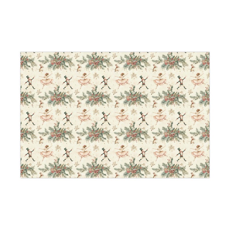 Vintage Christmas Ballet Gift Wrap, Christmas Gift Wrap, Holiday Wrapping Paper, Birthday Gift Wrap, Hostess Gift image 5