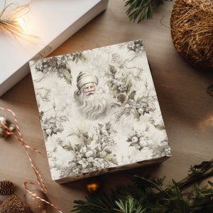 Eco-Friendly Vintage Santa Claus Christmas Wrapping Paper, Christmas Gift Wrap, Elegant Wrapping Paper