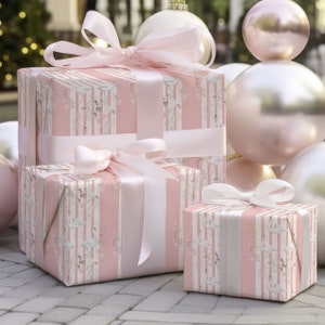 Carta da regalo a righe rosa e bianche Parisian Swan, carta da regalo, carta da regalo per compleanni, carta da regalo per feste