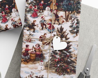 Vintage Victorian Christmas Children Gift Wrap, Christmas Gift Wrap, Holiday Wrapping Paper, Nostalgic Christmas, German Inspired